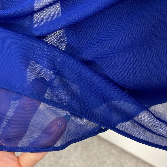 XSCAPE Royal Blue One Shoulder Peplum Gown Rhinestones Formal Wedding Guest Prom - Picture 4 of 9